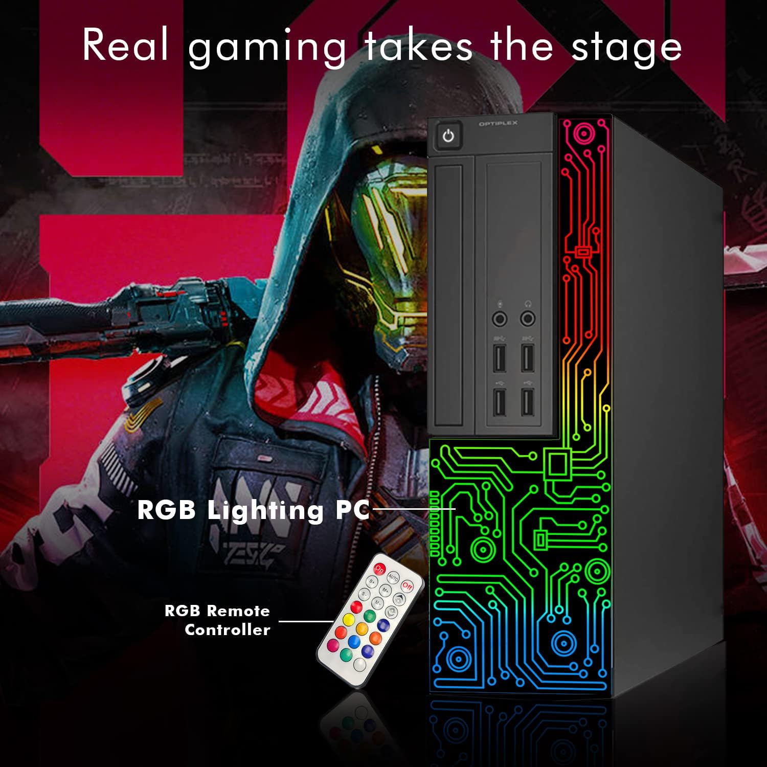 Dell OptiPlex Desktop RGB Computer Intel i5 Quad-Core Processor 8GB RAM 256GB SSD, 22 Inch Monitor, Win 10 Pro WiFi