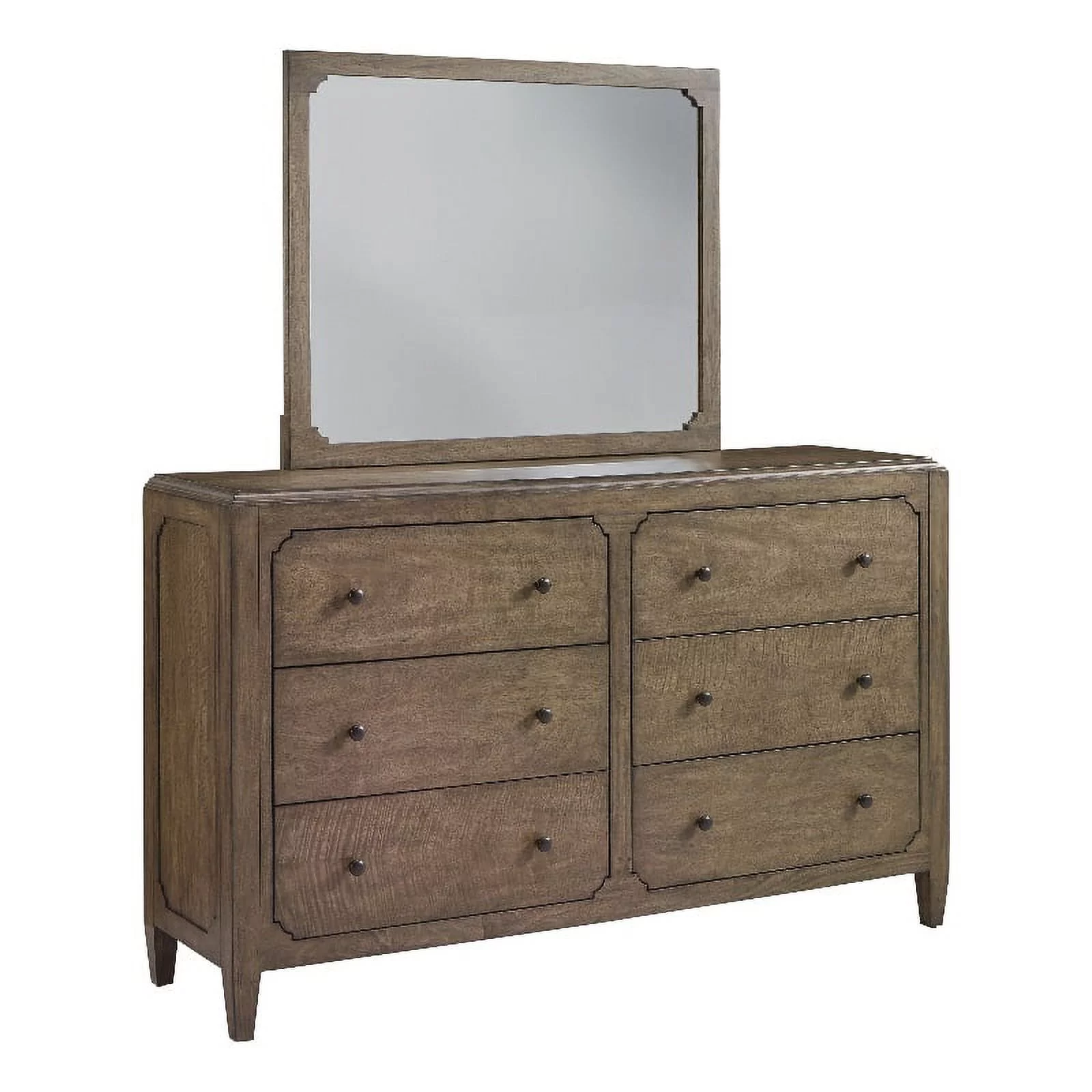 Progressive Furniture Hollis Wood Dresser and Mirror in Toffee Brown