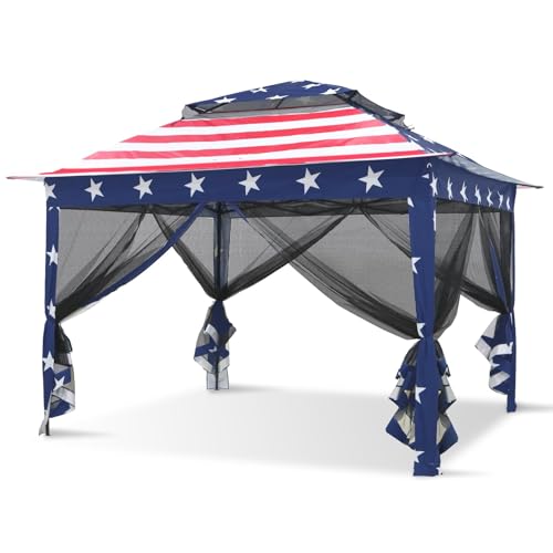 COOS BAY 11x11 Pop Up Instant Gazebo Tent with Mosquito Netting Outdoor Canopy Shelter with 121 Square Feet of Shade (Beige)