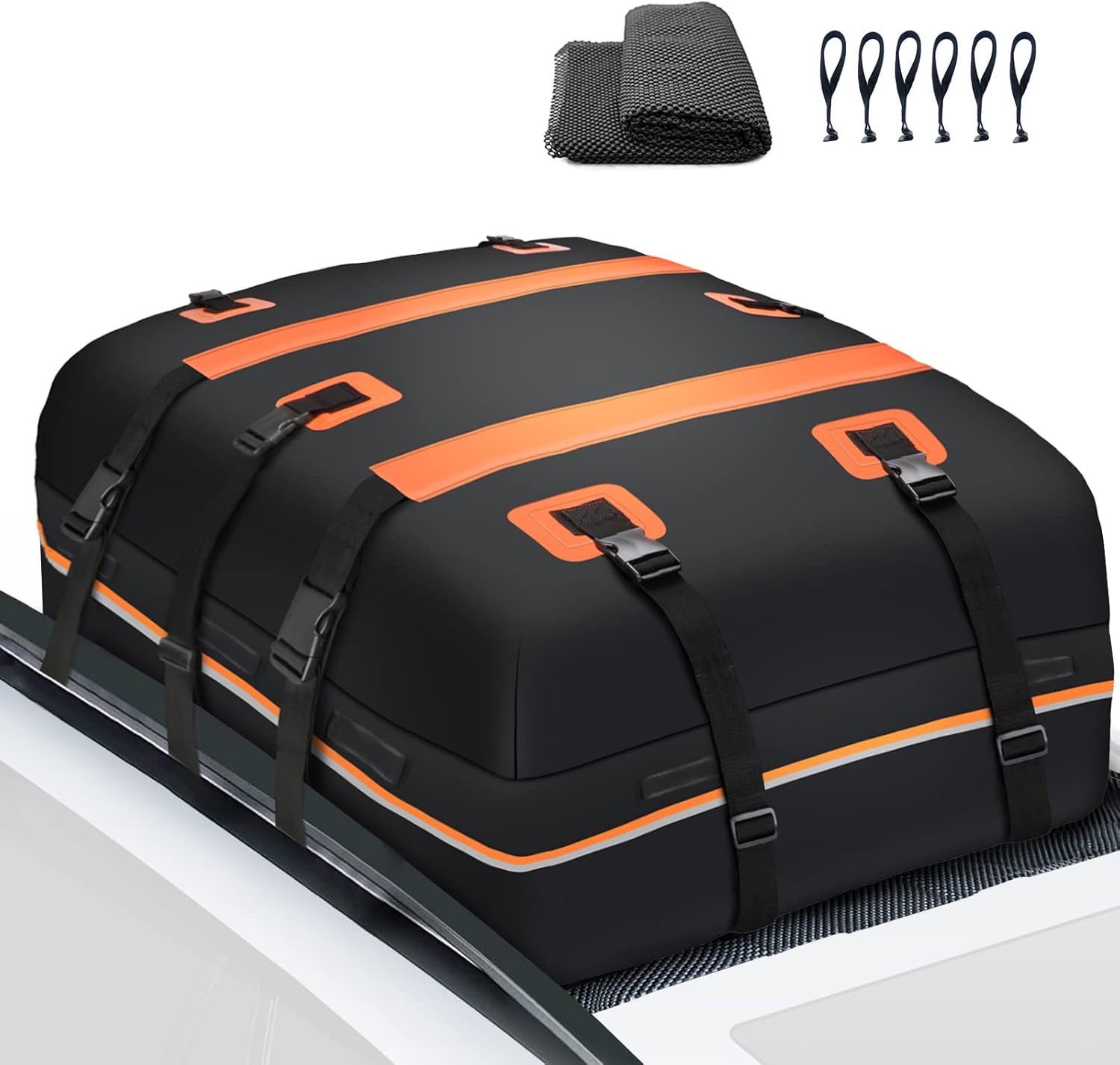 TAGMORE Rooftop Cargo Carrier Roof Bag Waterproof 20 Cubic Roof Top Car Cargo Carrier All Cars with/Without Rack Includes Anti-Slip Mat 10 Reinforced