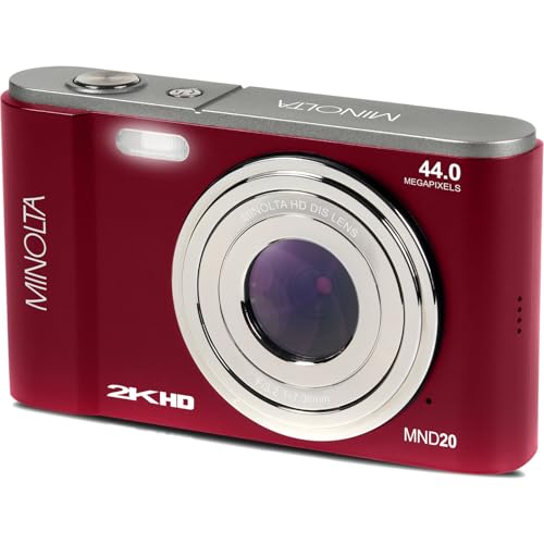 Minolta MND20 44MP Digital Camera &ndash; 2.7K Ultra HD Video, 16X Digital Zoom, Anti-Shake Stabilization, Time Lapse, Face Detection