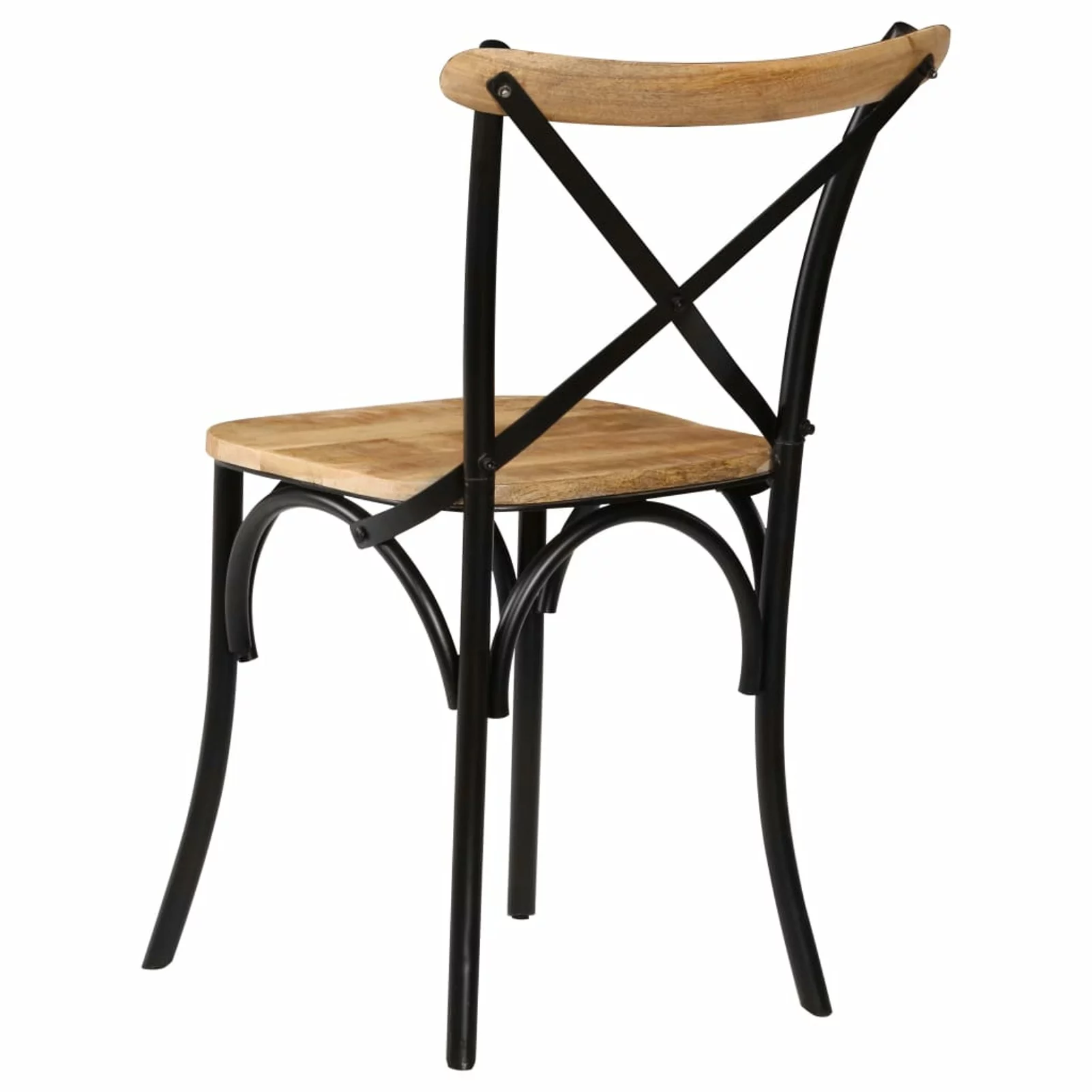 Festnight Cross Chairs 2 pcs Black Solid Mango Wood