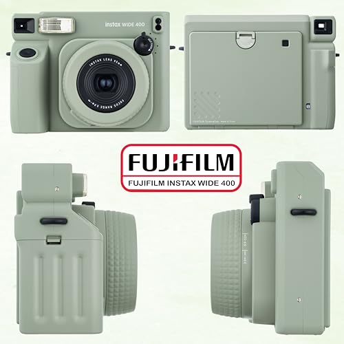 Fujifilm Instax Wide 400 Instant Film Camera (Sage Green) Bundle with Instax Wide Instant Film (40 Sheets)