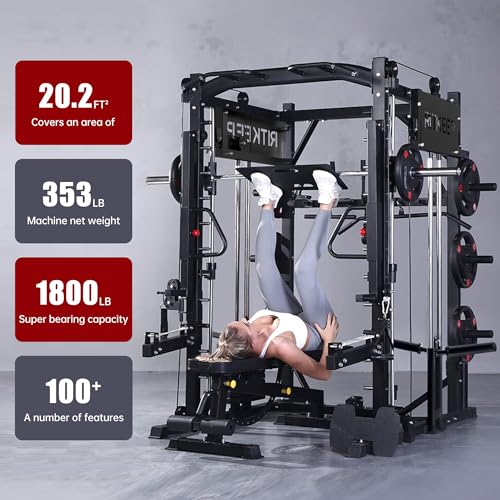 Smith Machine with Jammer Arms & Leg Press with Adjustable Dual Pulley Ratio (1:1 & 2:1), PMAX-4750 All-in-One Commercial & Home Gym Equipment
