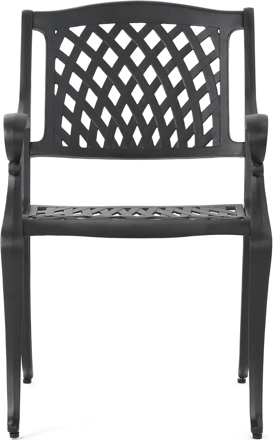 Christopher Knight Home Hallandale Outdoor Cast Aluminum Chairs, 2-Pcs Set, Black Sand