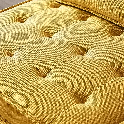Senviy Convertible Sofa Bed with Pillow and Button Tufted, Pull-Out Sleeper Single Sofabed Leisure Sofa Chair Linen Fabric for Office, Living Room