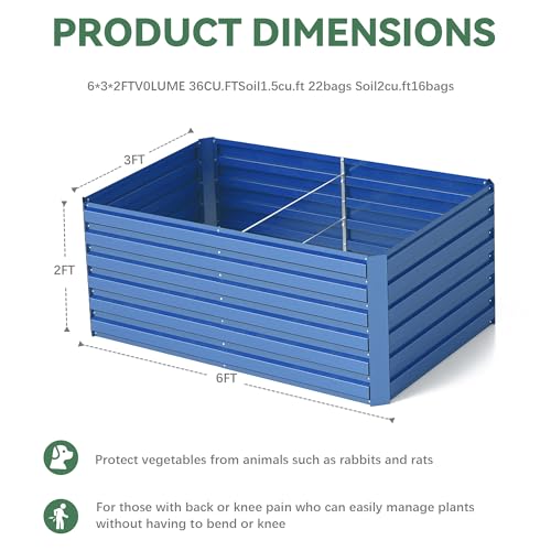 FOOWIN 2pcs 8x4x2ft Galvanized Raised Garden Bed, Planter Raised Garden Boxes Outdoor, Large Metal Raised Beds for Gardening