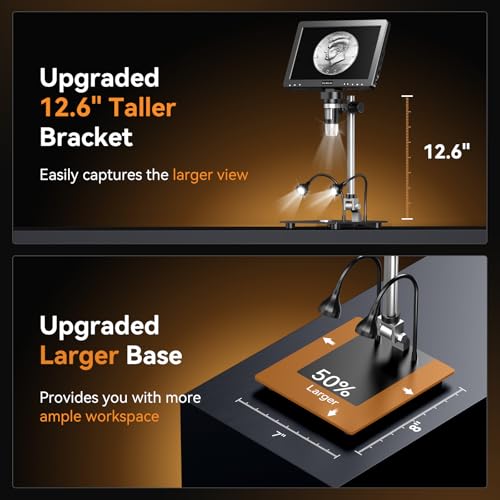 Elikliv EDM9 Max Digital Microscope: 20MP 10.1" 1500X HD IPS HDMI Coin Microscope Magnifier for Error Coins with Screen & Light