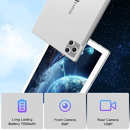 Tablet 10.1 Inch Android 13 Tablets 2025 Latest Android Tablets 128GB ROM+16GB RAM (8+8 Virtual), 2 in 1 Tablet with Keyboard
