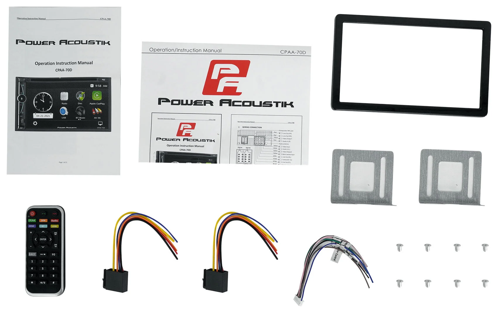Power Acoustik CPAA-70D 2-Din 7 DVD/Carplay/Android/Bluetooth/USB Car Receiver