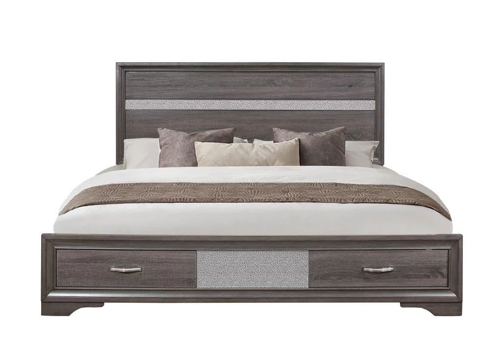 Seville Storage Queen Bedroom Set 5Pcs Weathered Grey Global Furniture Modern