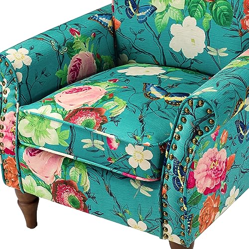 HULALA HOME Modern Wingback Accent Chair with Wood Legs & Removable Cushion, Comfy Upholstered Armchair with Nailhead Trim