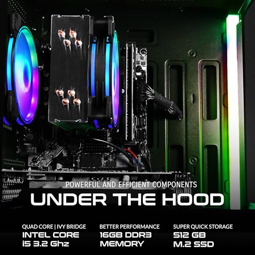 SAAV X1 Prebuilt Gaming PC Bundle with Monitor 22in, Intel i5 3.4GHz, 16GB RAM, GEFORCE GTX750 GDDR5, 512GB NVME, WiFi 6, Bluetooth, Win 10