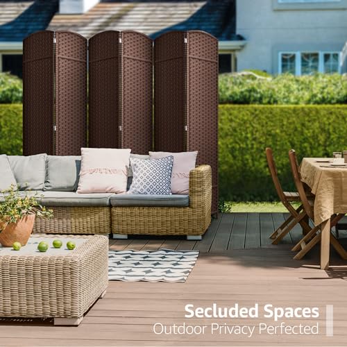 Sorbus 8-Panel Black Room Divider with Double Hinged Panels, 6 ft Tall Folding Privacy Screen