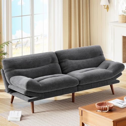 Marsail Futon Sofa Bed, Futon Couch with Adjustable Backrest & Armrests, Convertible Small Sleeper Sofa Bed for Small Apartments, Study Room, Office