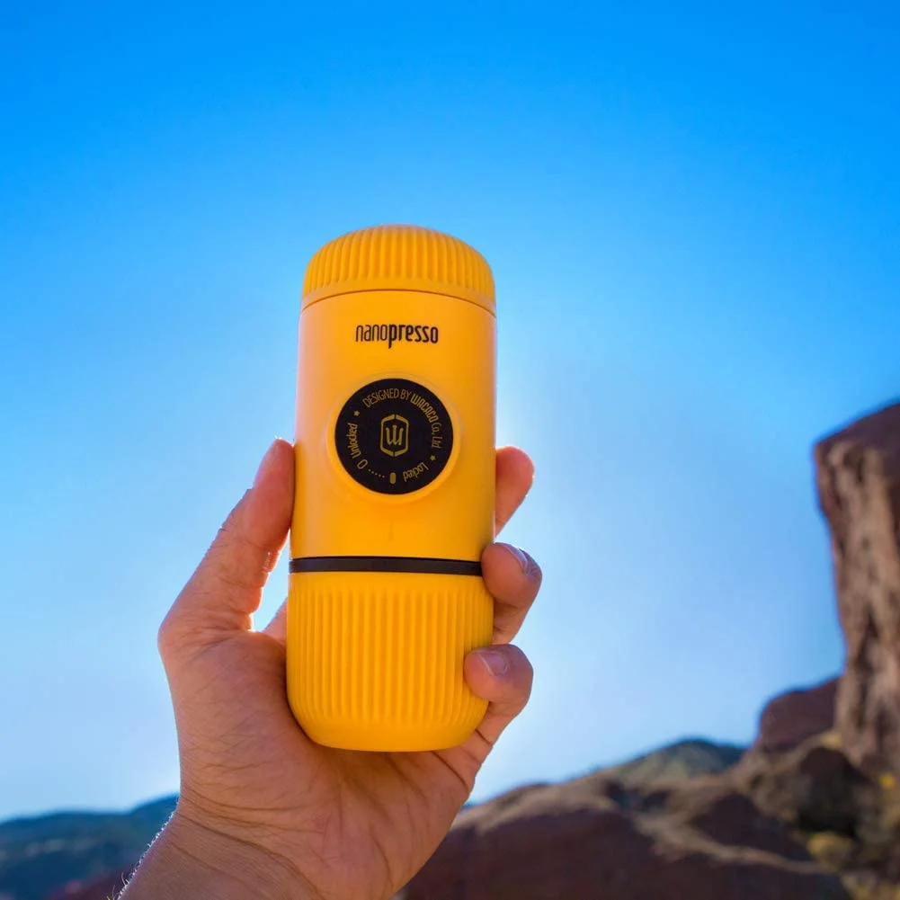 Wacaco Nanopresso Portable Espresso Maker, Upgrade Version of Minipresso, 18 Bar Pressure, Yellow Patrol Edition, Extra Small Travel Coffee Maker