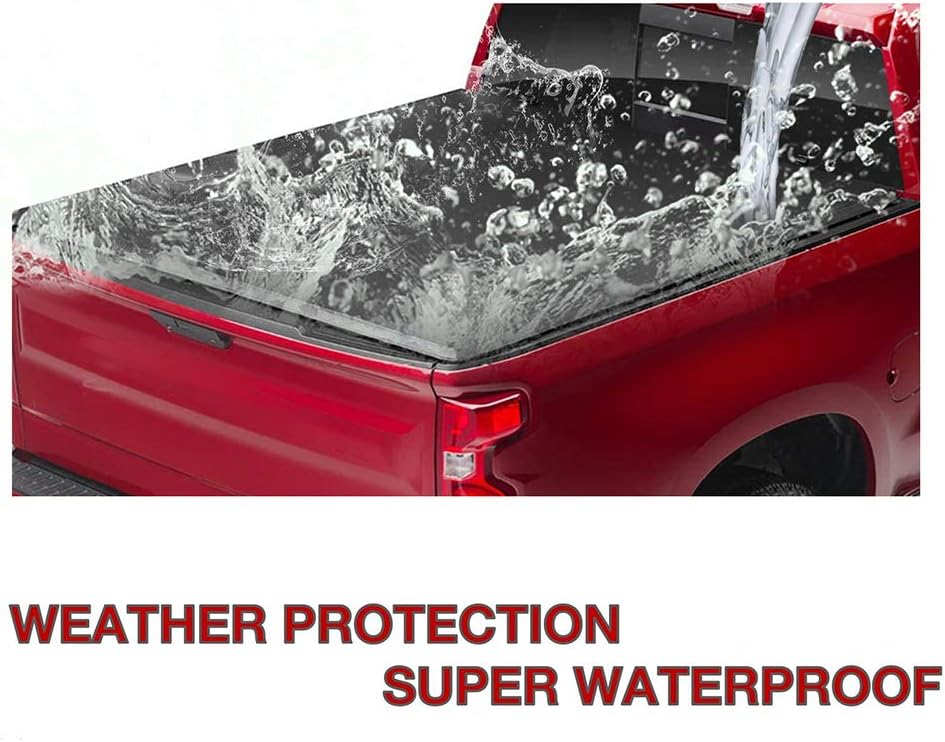 AUTOSTARLAND 5'5" Hard Fiberglass Quad Fold Truck Bed Tonneau Cover | 6899012 | Fits for 2015-2022 F150 Fourth Fold Styleside