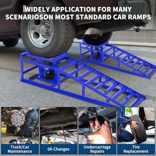 2PCS Hydraulic Car and Truck Service Ramps,11023 Lbs (5 Tons) Capacity, Portable Lifts Ramps for Oil Changes, Adjustable Lift Height 9.8" to 16.21"