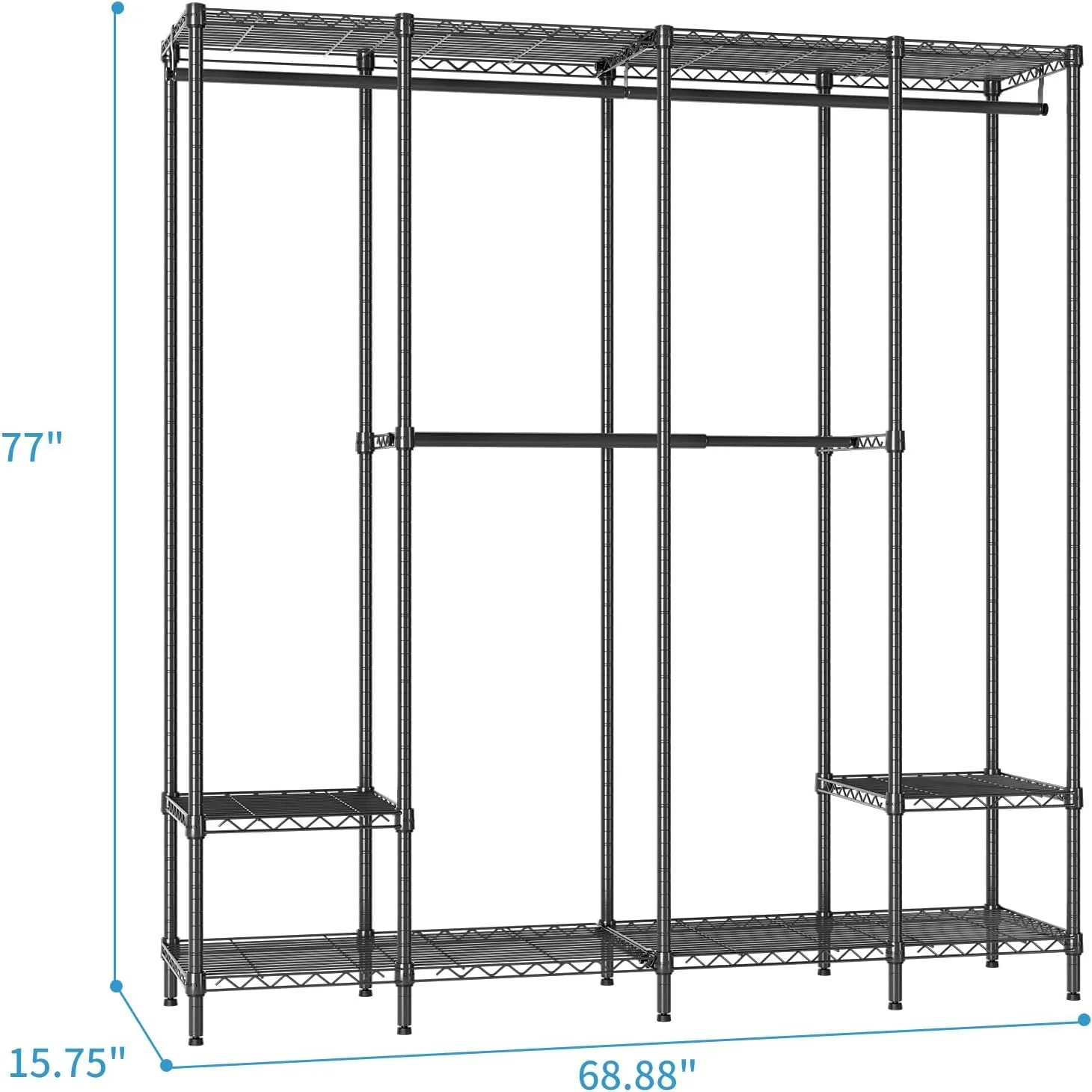 Wardrobe Rack,Freestanding Portable Closet Clothing Organizer,Corner Wardrobe Closet Storage,Wire Garment Rack Clothes Rack
