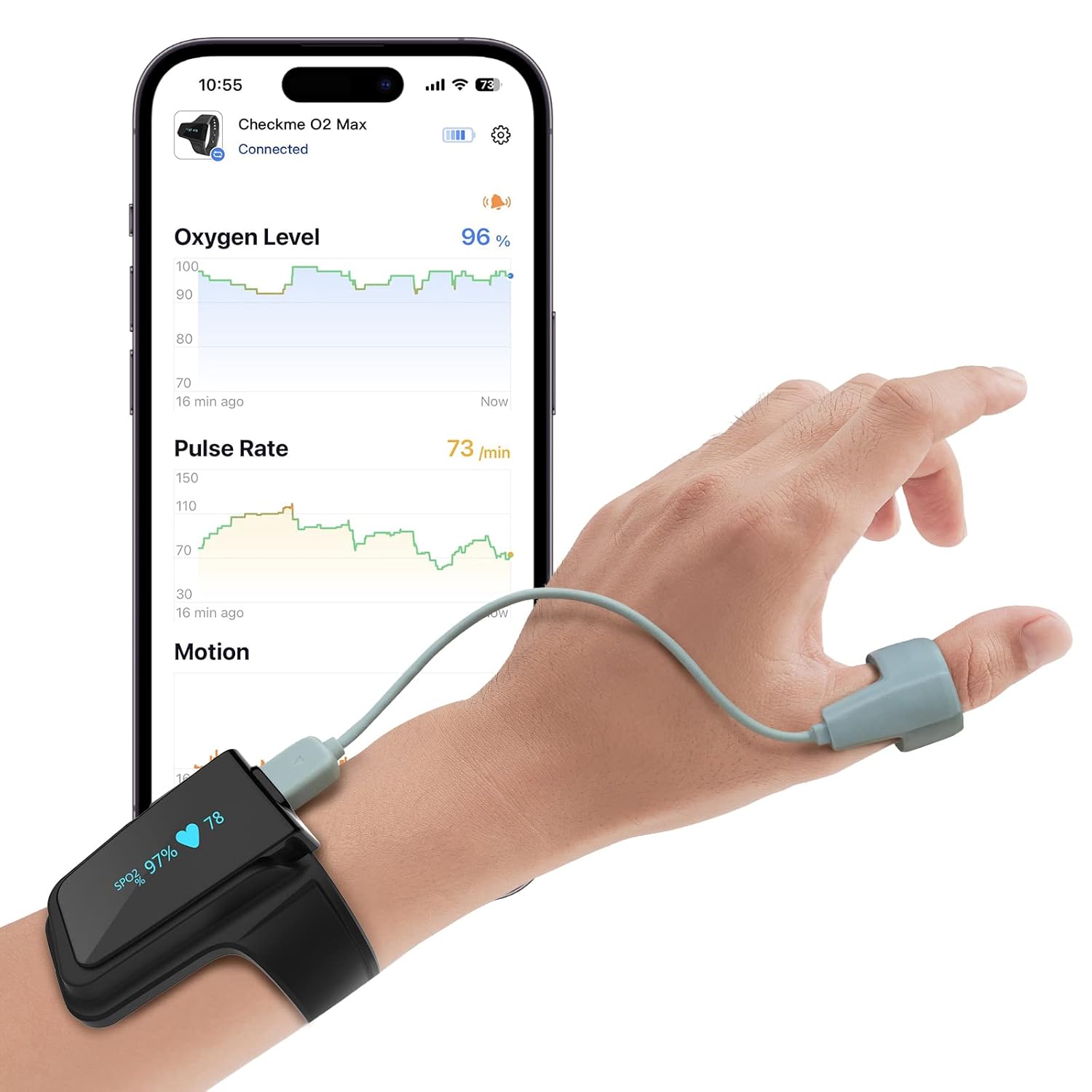 Continuous Wrist Pulse Oximeter, Blood Oxygen Saturation Monitor with Smart reminder, Bluetooth, 72 Hours Endurance Tracking SpO2 and Pulse Rate