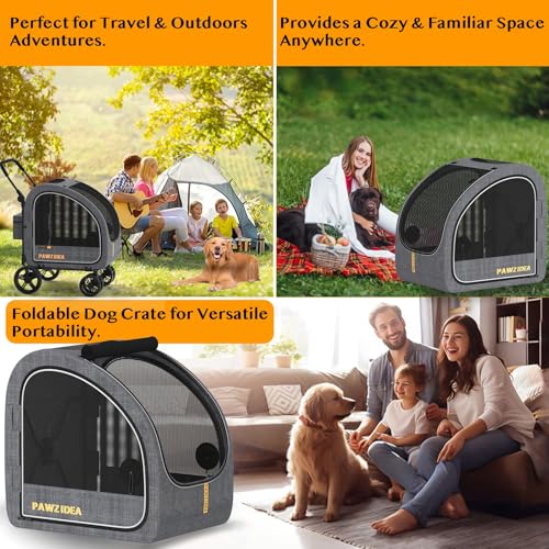 PAWZIDEA Dog Stroller for Large Dogs, Pet Stroller with Detachable Carrier for Portable Dog Crate for Car Seat, Foldable Dogs Jogger Strollers
