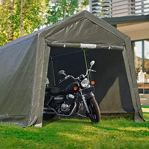 ADVANCE OUTDOOR 10x10 ft Heavy Duty Outdoor Patio Portable Canopy Storage Shelter Shed Carport with 2 Roll up Zipper Doors & Vents for Snowmobile