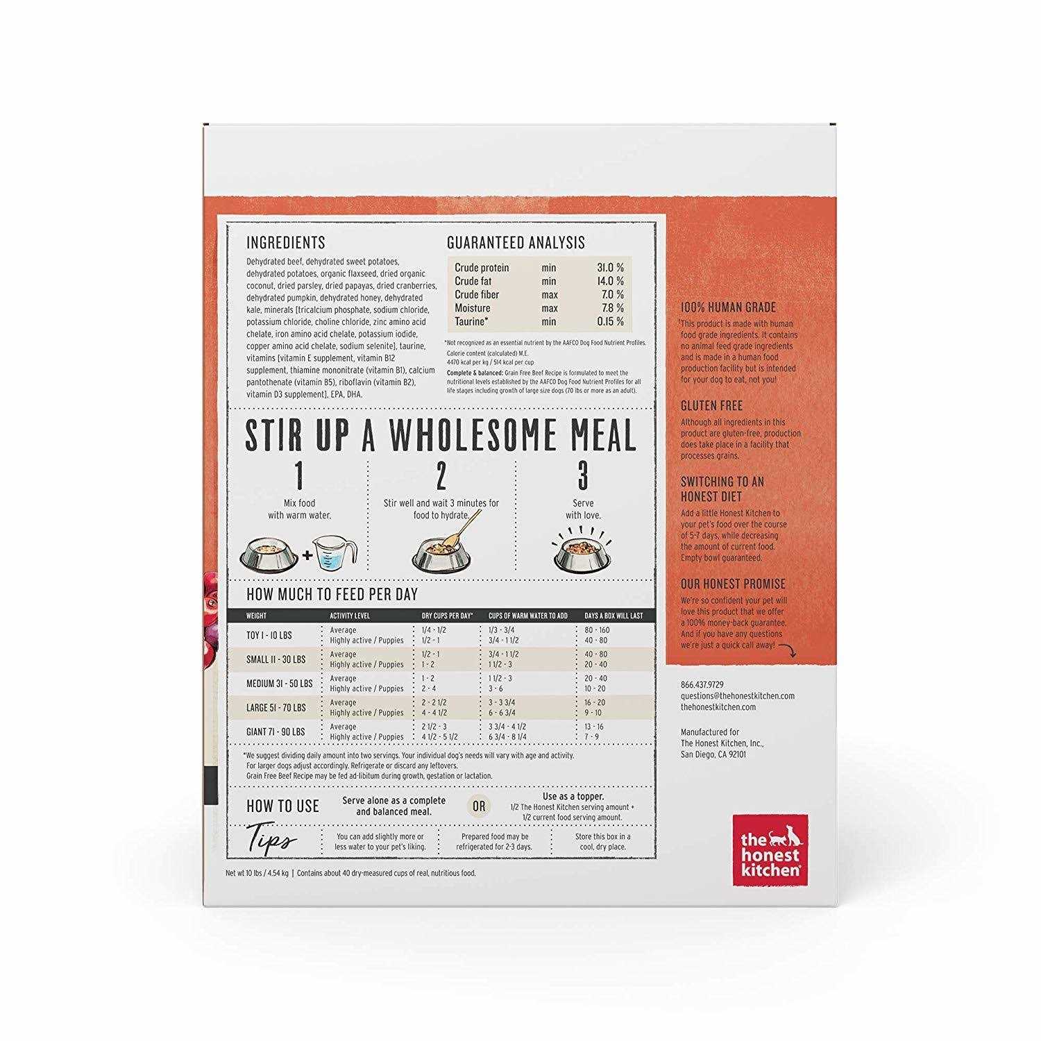 The Honest Kitchen Dehydrated Grain-Free Beef Dog Food 10lb - Pet Supplies online store