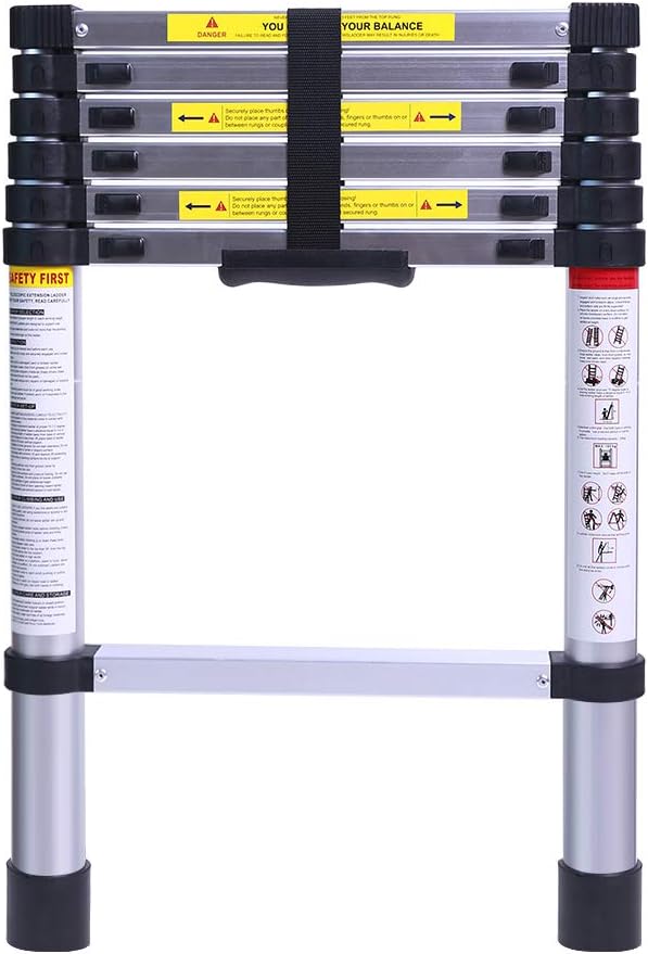 9.5FT Extension Telescoping Ladder, Aluminum Telescopic Ladders, Retractable Folding Ladder for RV, Loft, Attic, Home, 330LB Capacity