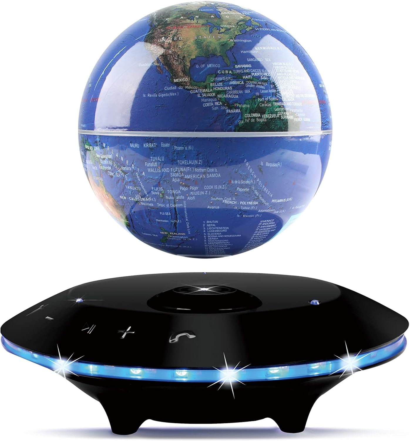 RUIXINDA Levitating Globe with Bluetooth Speaker,Magnetic Globe Floating Speakers Bluetooth 5.0 with LED Light Hands-Free Call
