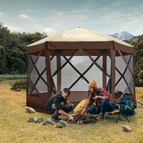 MASTERCANOPY 12x12FT Pop Up Gazebo Screen Tent - Instant Screen House with Netting, Quick Set, Outdoor Canopy Shelter with Carry Bag for Camping