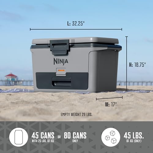 Ninja FB151GY FrostVault 50qt Hard Cooler with Dry Zone, Integrated Fridge-Temp Dry Storage Drawer, Premium Heavy-Duty Insulated Cooler
