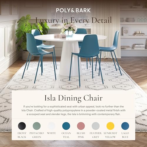 POLY & BARK Isla Modern Kitchen Chairs Set of 4 - Plastic Dining Chair with Metal Legs