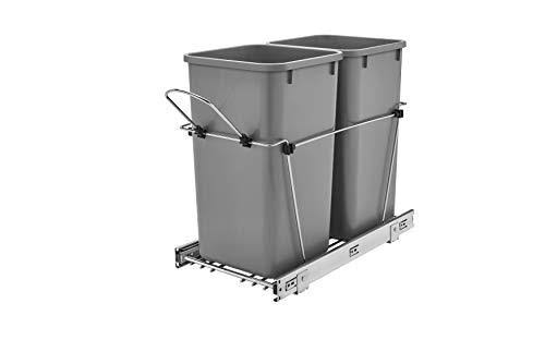 Rev-A-Shelf - RV-15KD-17C S - Double 27 qt. Pull-Out Silver and Chrome Waste