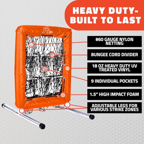 Anytime Baseball Pitching Net with Strike Zone | The No Hitter Net 9 Hole Net | Strike Zone Target for Baseball & Softball Training