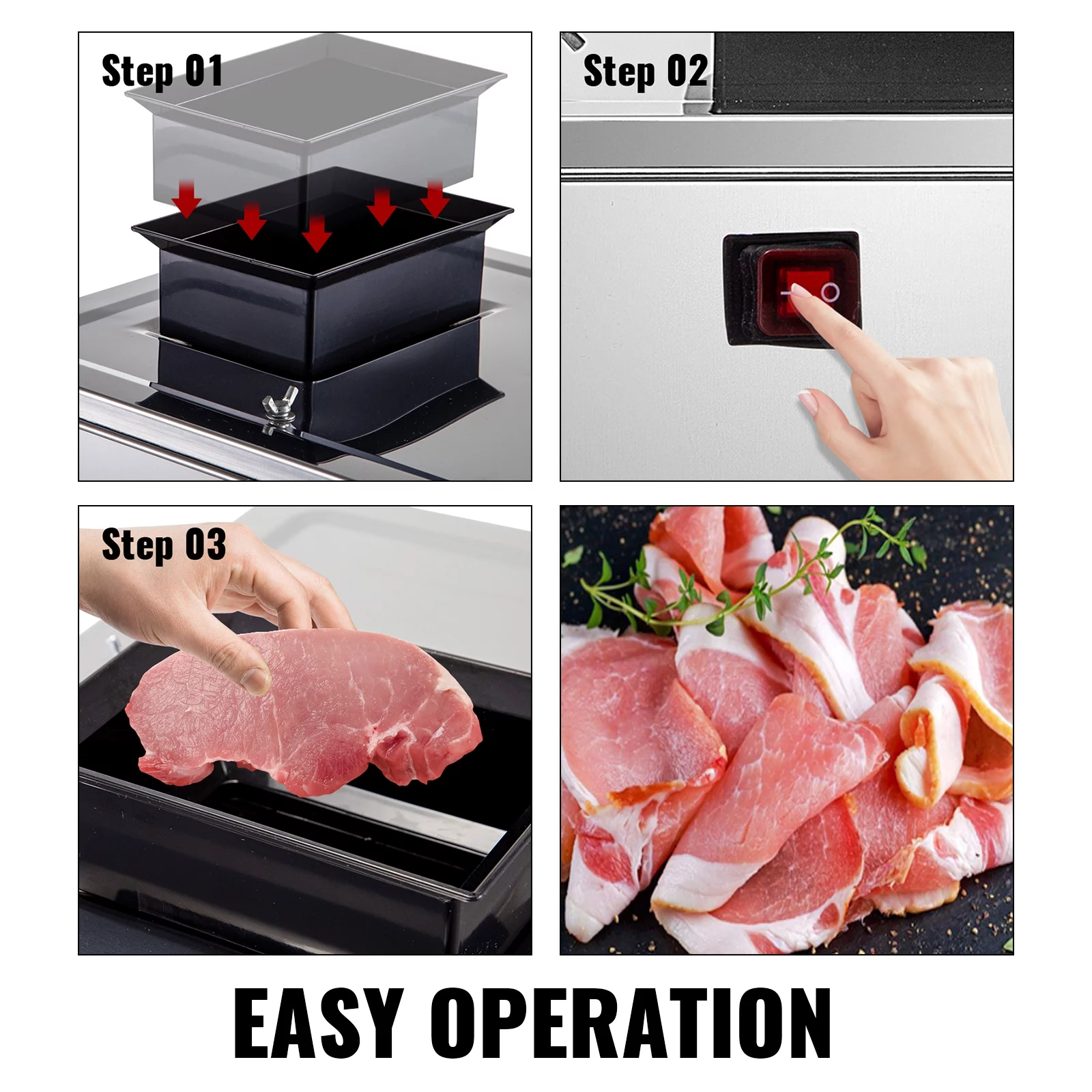 VEVOR Meat Cutting Machine Commercial 2.5 mm Cut Thickness Cutter Meat Machine 331lbs/h Commercial Electric Meat Slicing 850W Meat Cutter Machine