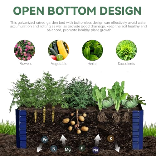FOOWIN 2pcs 8x4x2ft Galvanized Raised Garden Bed, Planter Raised Garden Boxes Outdoor, Large Metal Raised Beds for Gardening