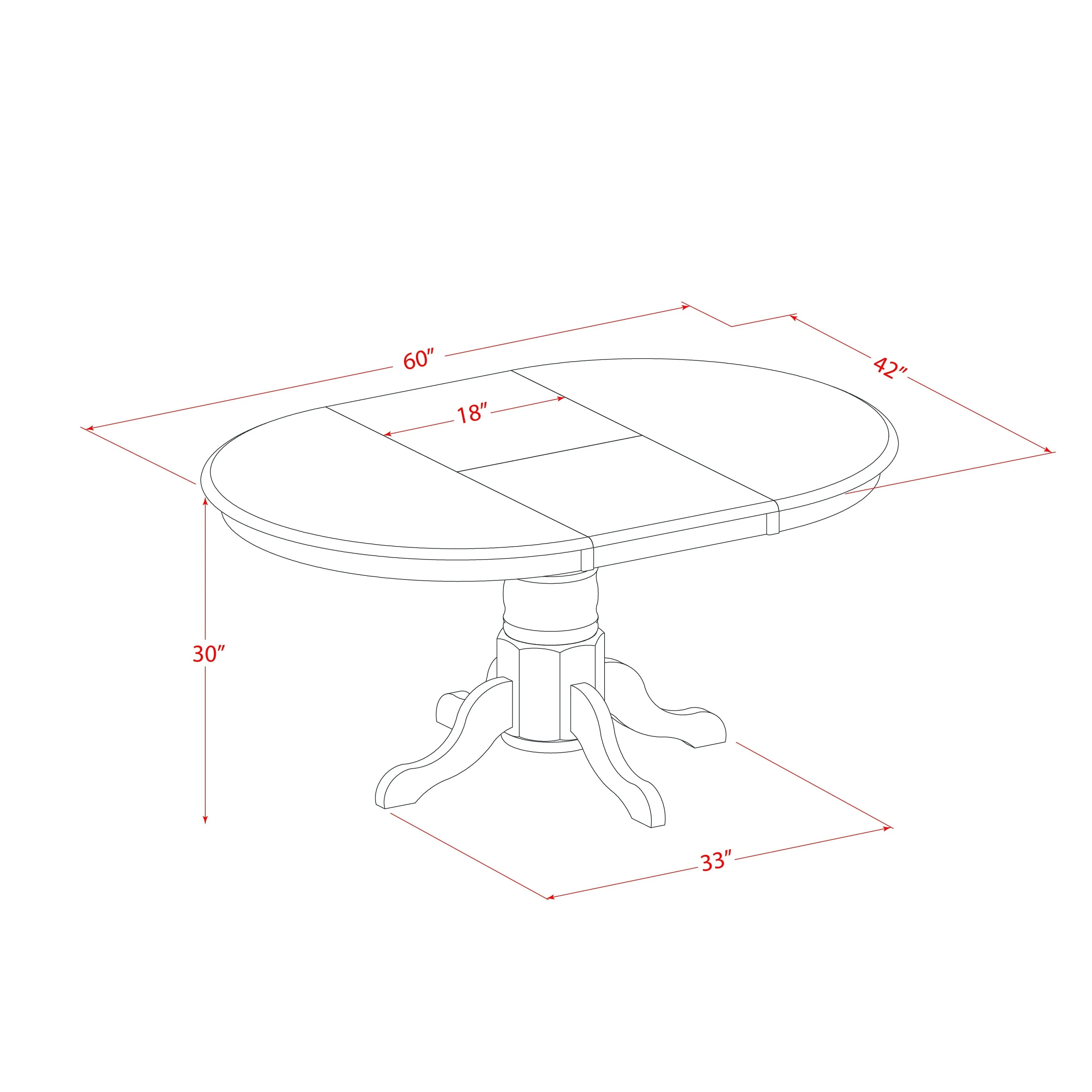 East West Furniture  Dining Room 4 Table with Leaf And 4 Dinette Chairs, Oak