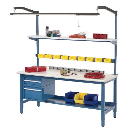 48x22 W x 30x22 D x 1-5/8x22 Thick, Plastic Laminate Safety Edge Workbench Top, Light Gray