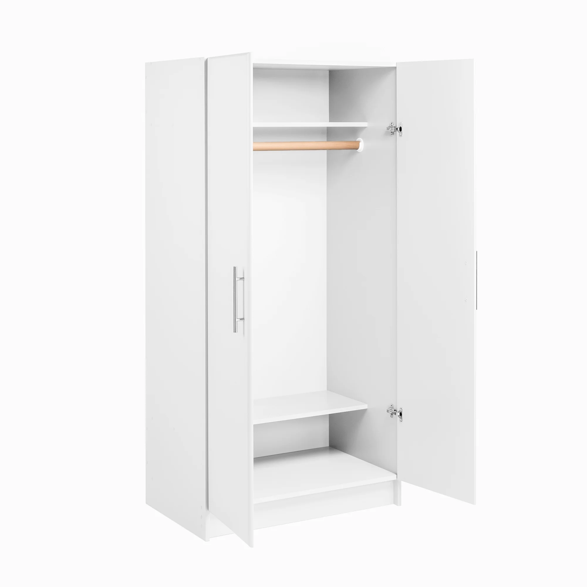 Prepac Armoir, Elite 32"W x 35"H x 20"D White Wardrobe Closet & Cabinet - Functional Clothes Storage with Hanging Rail, Armoire Wardrobe - WEW-3264