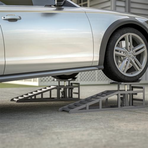 2 Pack Hydraulic Car Ramps 5T 10000lbs Low Profile Car Lift Service Ramps Truck Trailer Garage,Height Hydraulic Vehicle Ramps