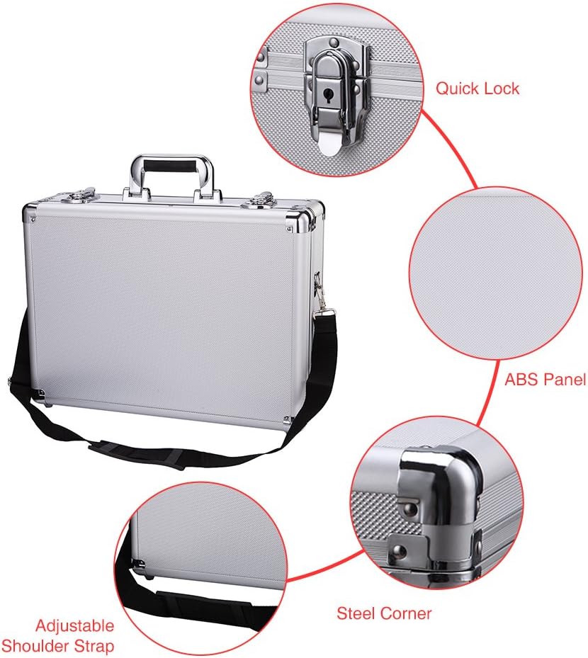 Small Aluminum Hard Case Briefcase Silver Carrying Case Flight Cases Portable Equiment Tool Case Box008A-S