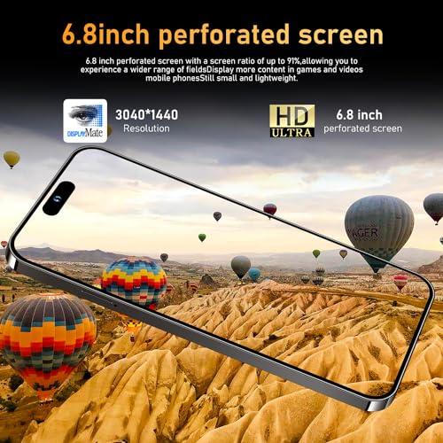 Fadnou I15 Pro MAX Unlocked Phone,The Phone Battery 6800mAh 6.82" HD Screen Cell Phone, Android 13.0 6+256GB with 128GB Memory Card Smartphone