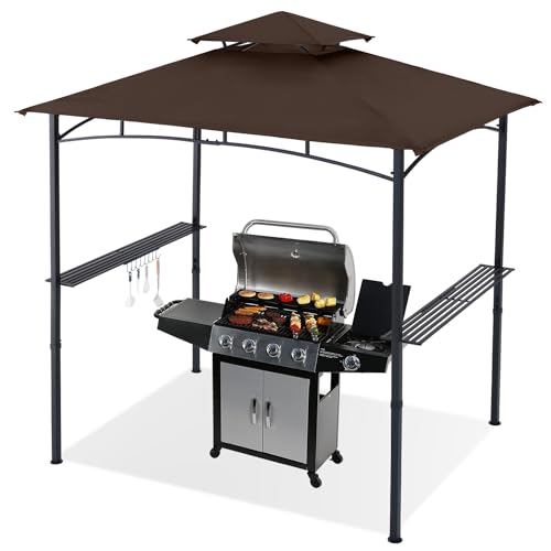 ABCCANOPY 8x5 Grill Gazebo - Outdoor BBQ Canopy Shelter with Led Light for Patio Backyard Grilling (Dark Gray)