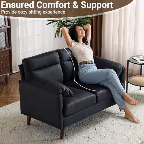 Karl home Mini Loveseat Sofa Couch, 48.8" Small Loveseat with Suede Nap Upholstery for Living Room, Comfy Seating Love Seat for Small Space