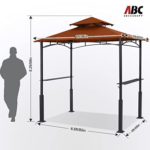 ABCCANOPY 8x5 Grill Gazebo - Outdoor BBQ Canopy Shelter with Led Light for Patio Backyard Grilling (Dark Gray)
