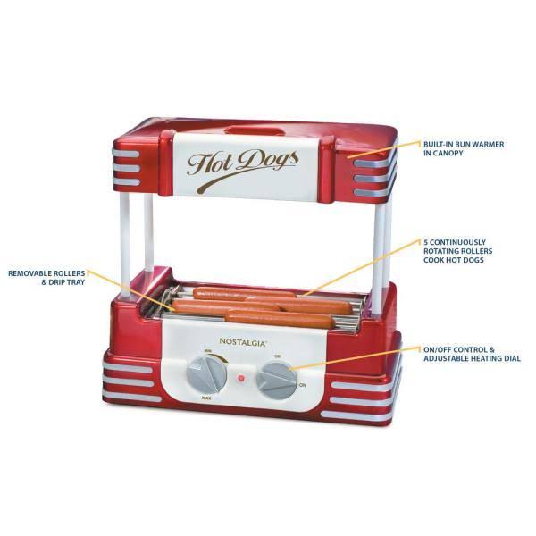 Nostalgia Hdr8rr Roller Warmer 8 Hot Dog and 6 Bun Capacity