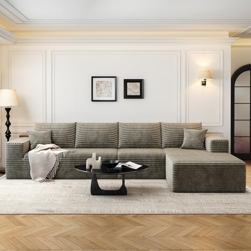 107.5" Cloud Modular Sectional Sofa with 1 Ottoman,Modern Minimalist Upholstered Couches, Comfort U Shaped Sofa for Living Room