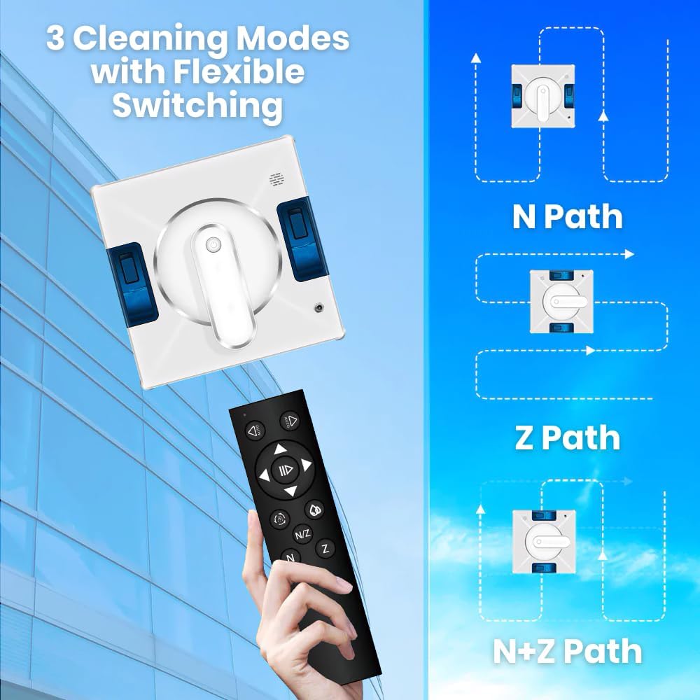 Smart Window Cleaning Robot with Dual Water Spray & Strong Suction