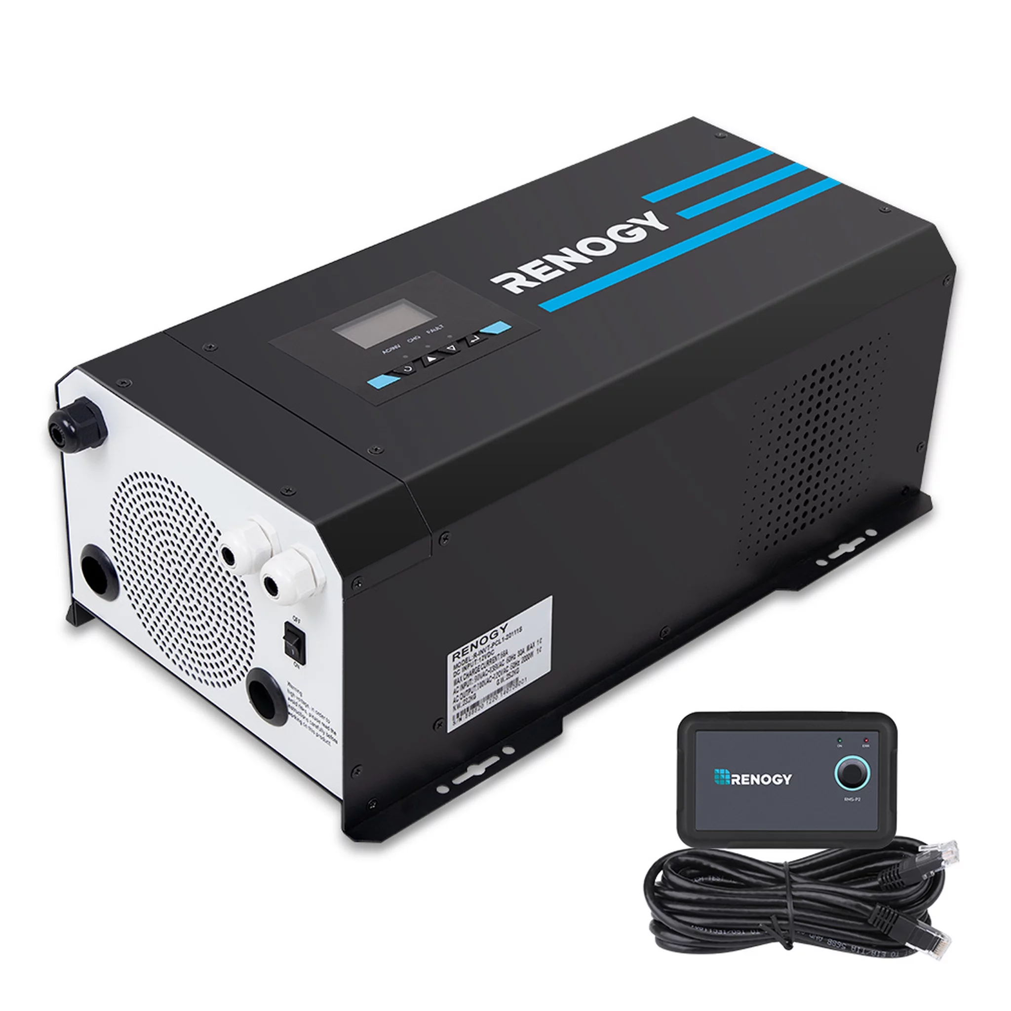 Renogy 2000w Pure Sine Wave Inverter Charger 12V DC to 120V AC Surge 6000w Off-Grid Solar Inverter Charger for RV Boat Home w/ LCD Display