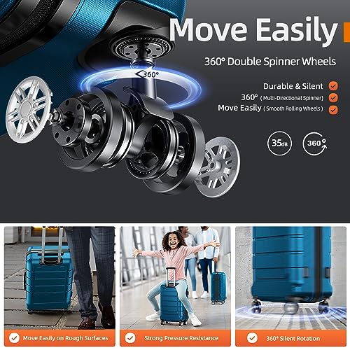 SHOWKOO Luggage Sets Expandable PC+ABS Durable Suitcase Double Wheels TSA Lock Black